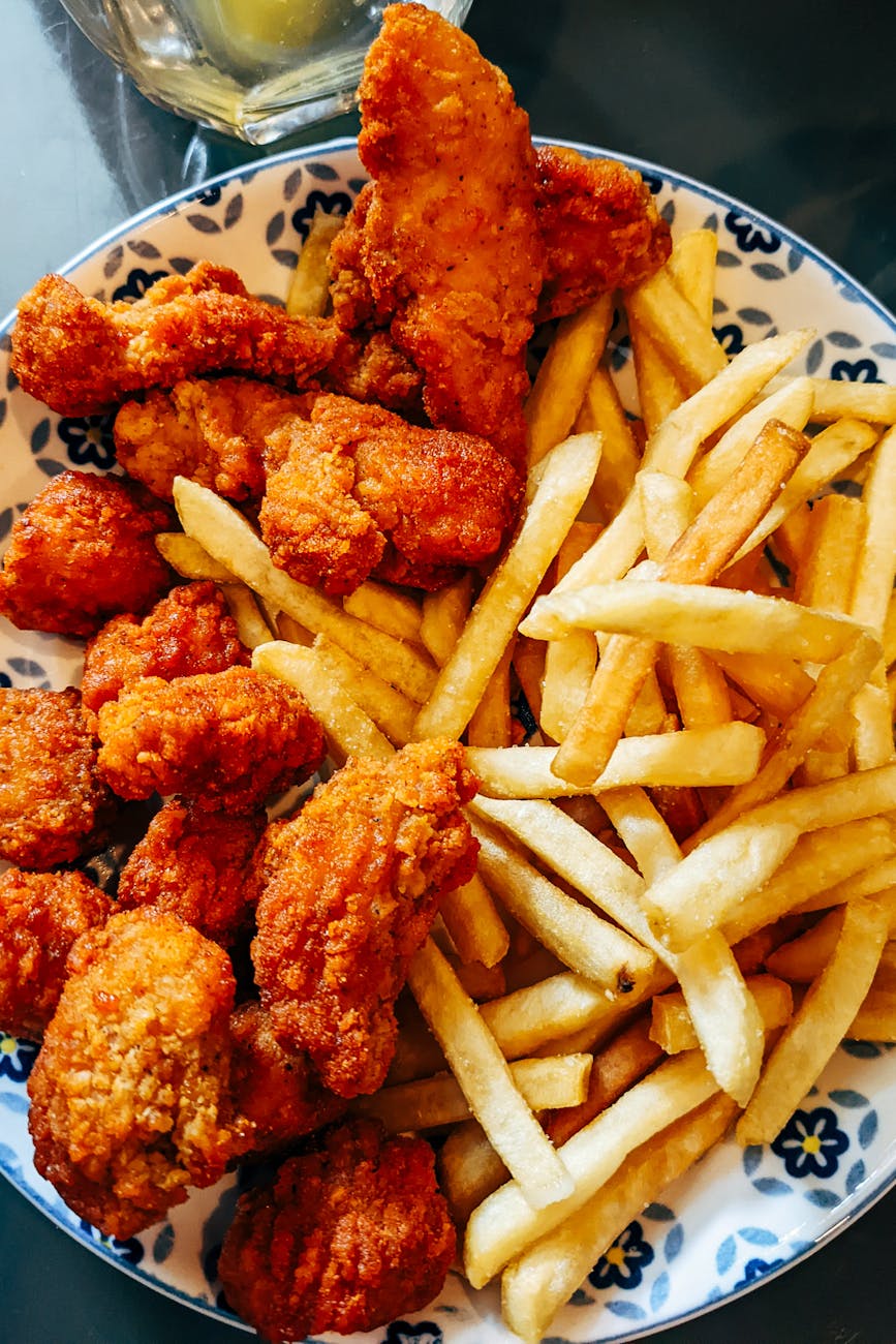 fried chicken with fries
