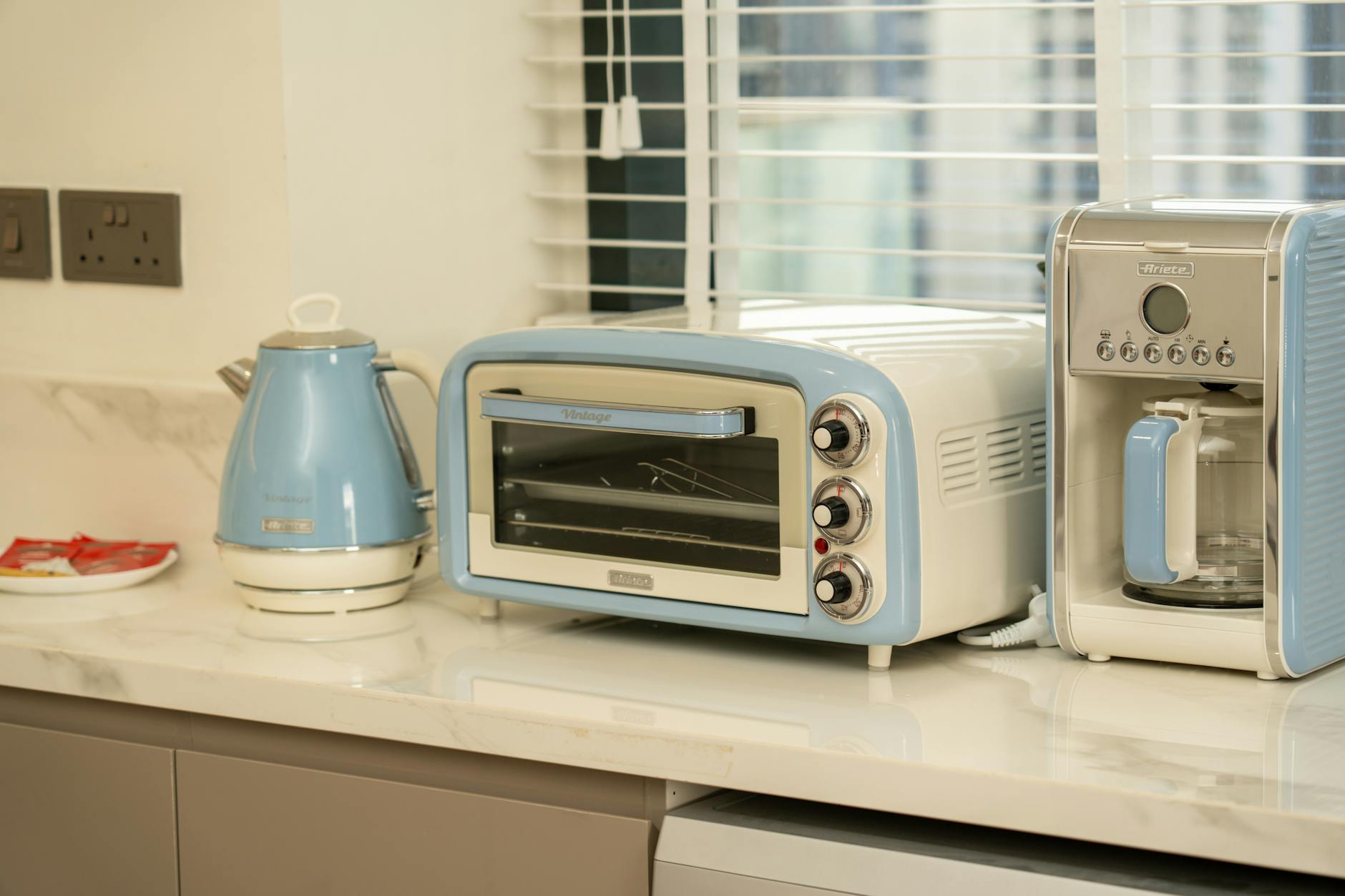 modern kitchen appliances with retro design