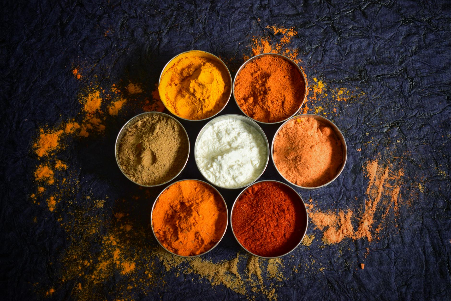 vibrant assortment of indian spice powders