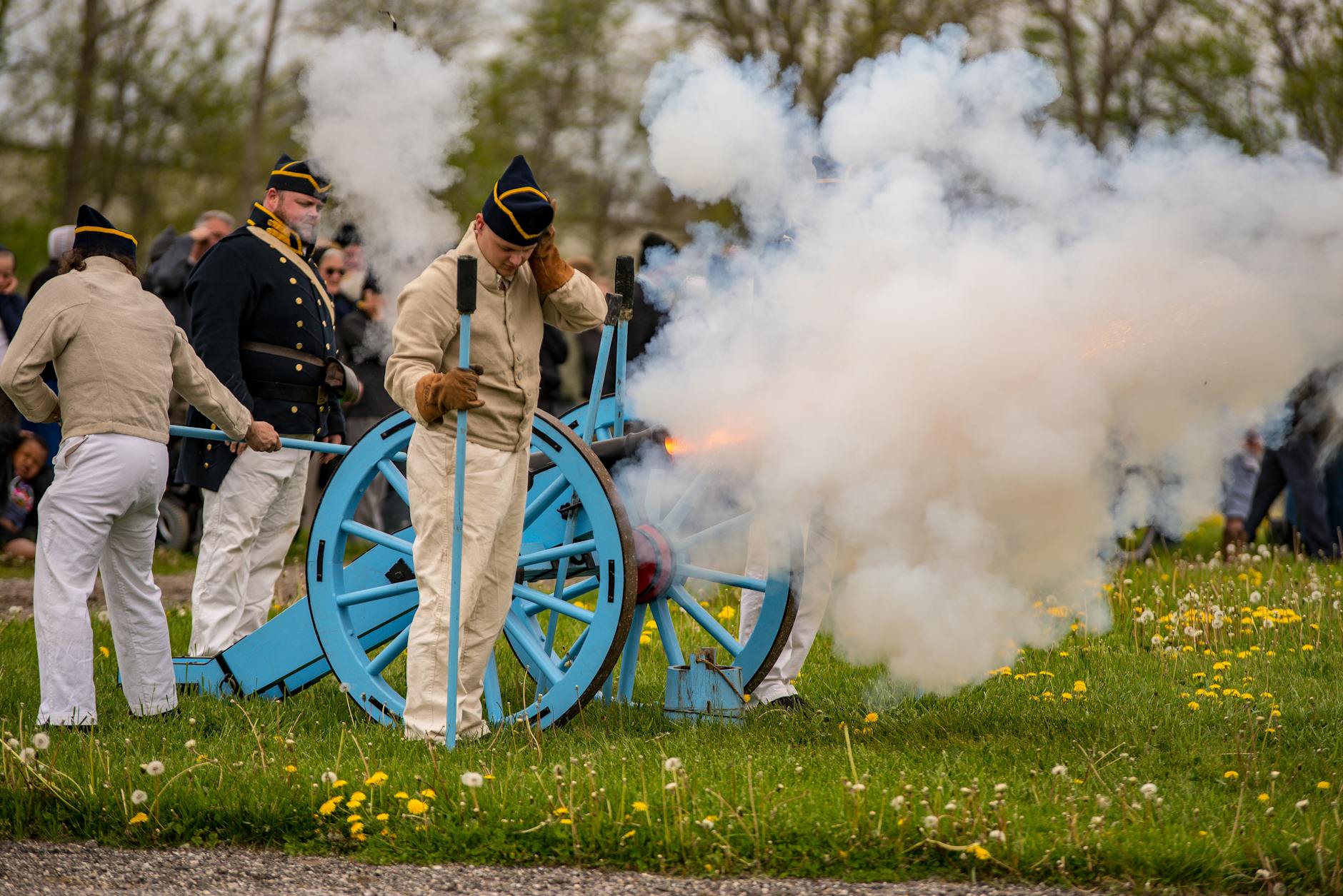 historical reenactment with cannon firing