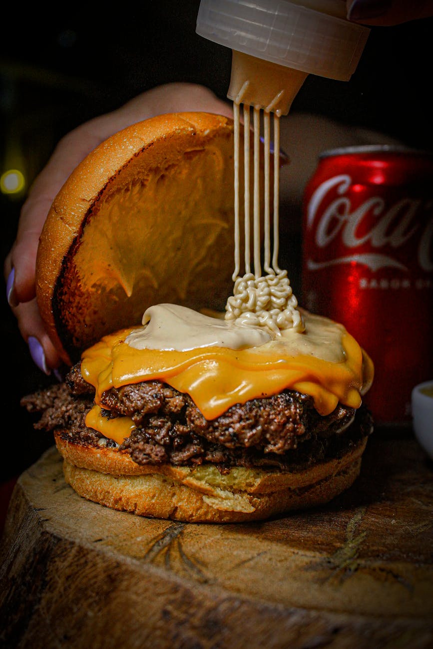 gourmet cheese burger with beef patty in brazil