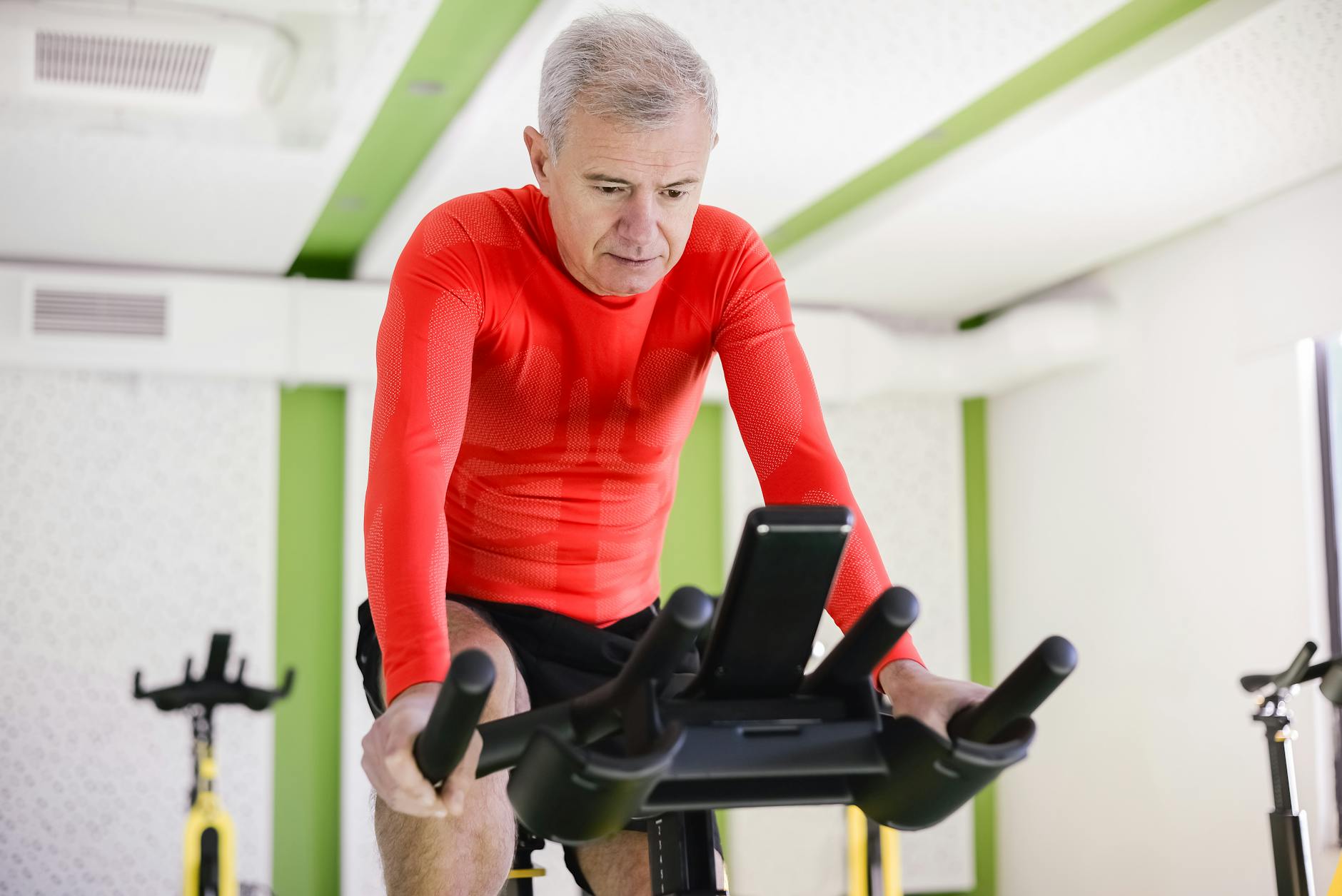 an elderly man working out