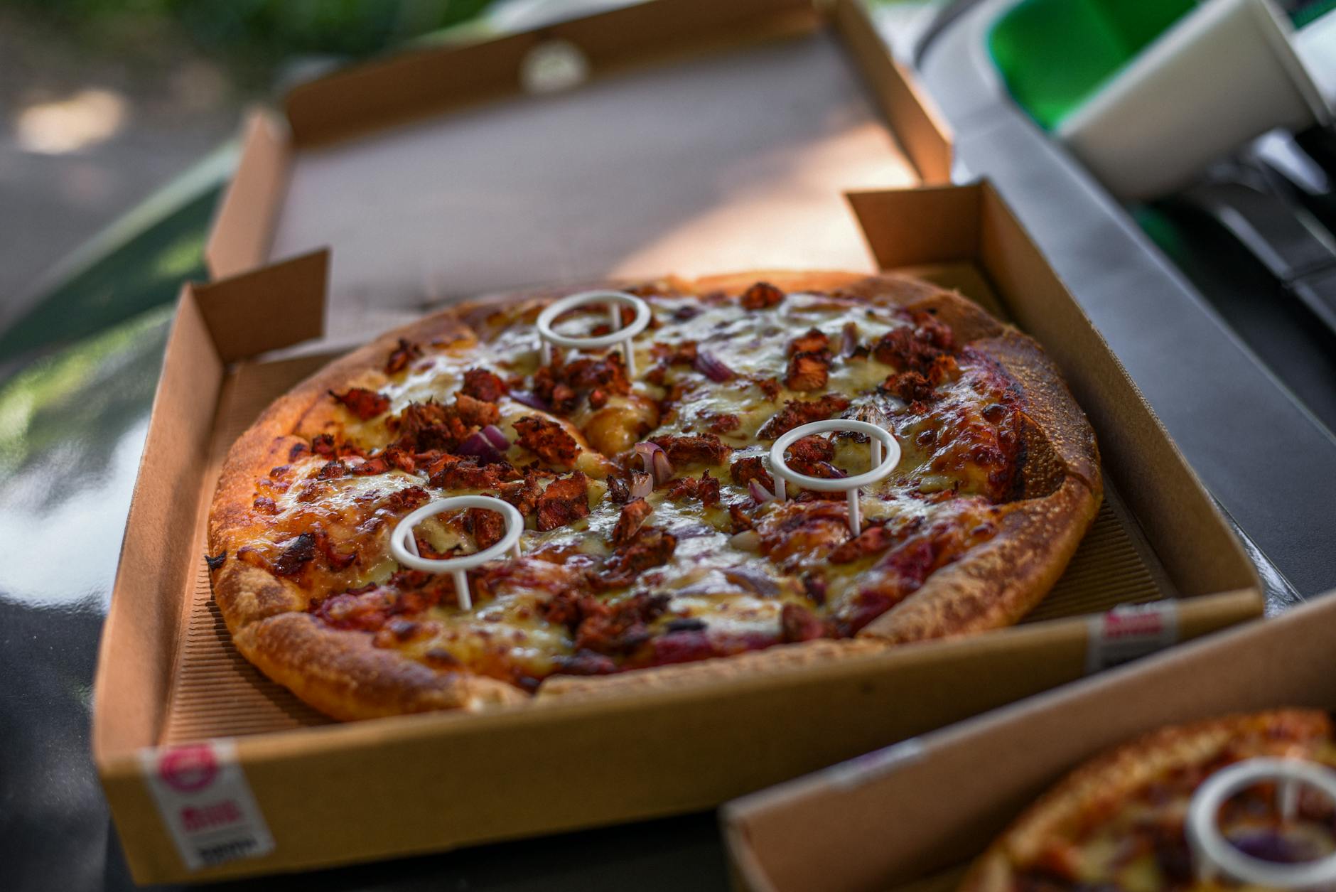 a close up shot of a delicious pizza