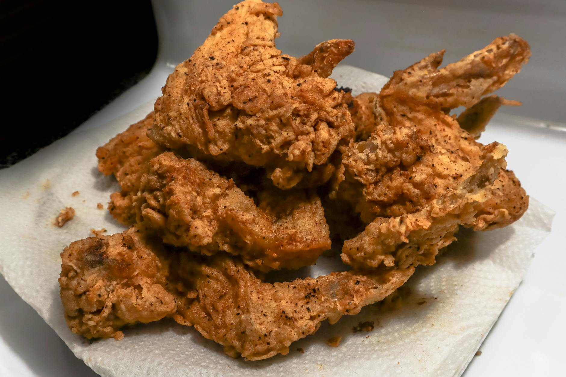 fried chicken on paper towel