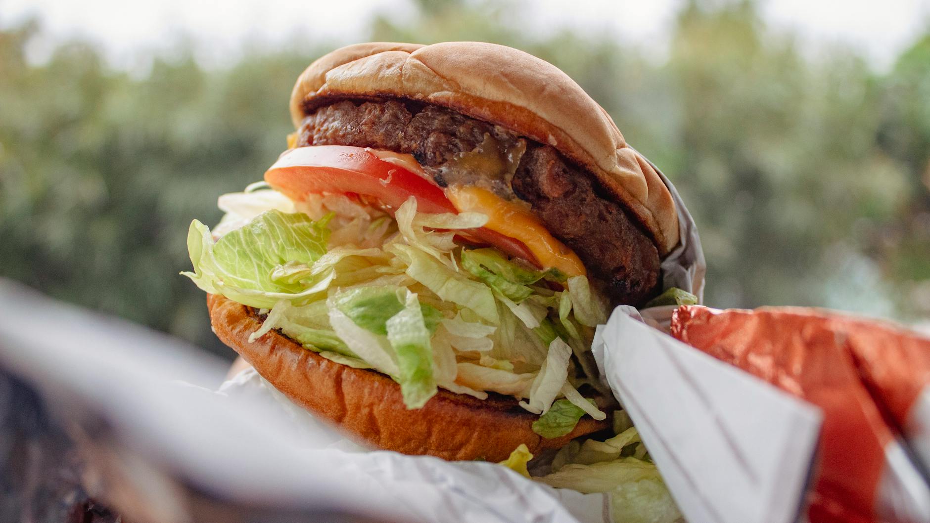 close up shot of a hamburger