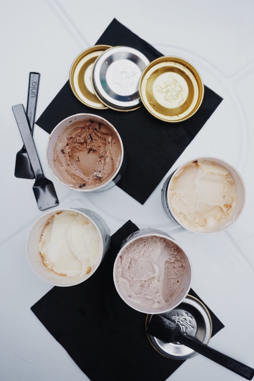 assorted flavored ice creams