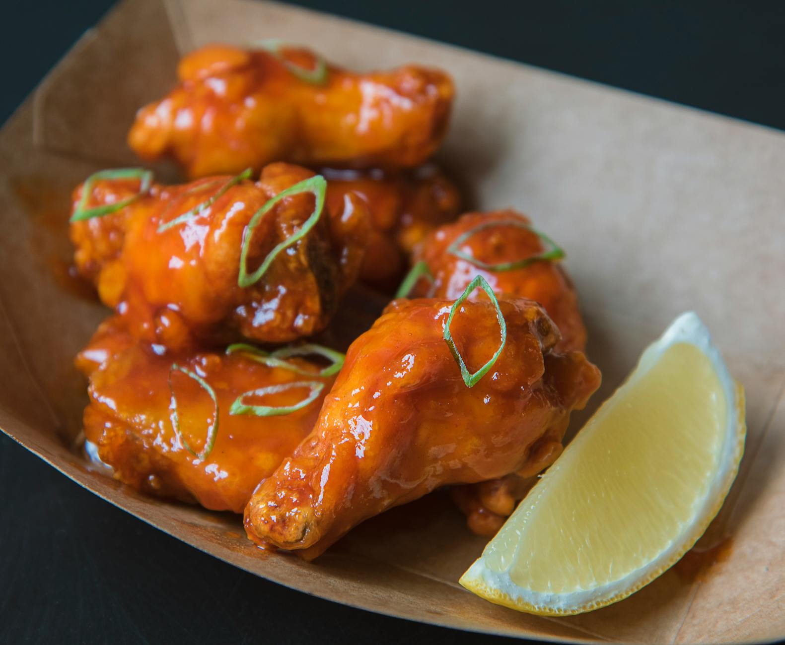 cooked chicken wings in close up shot