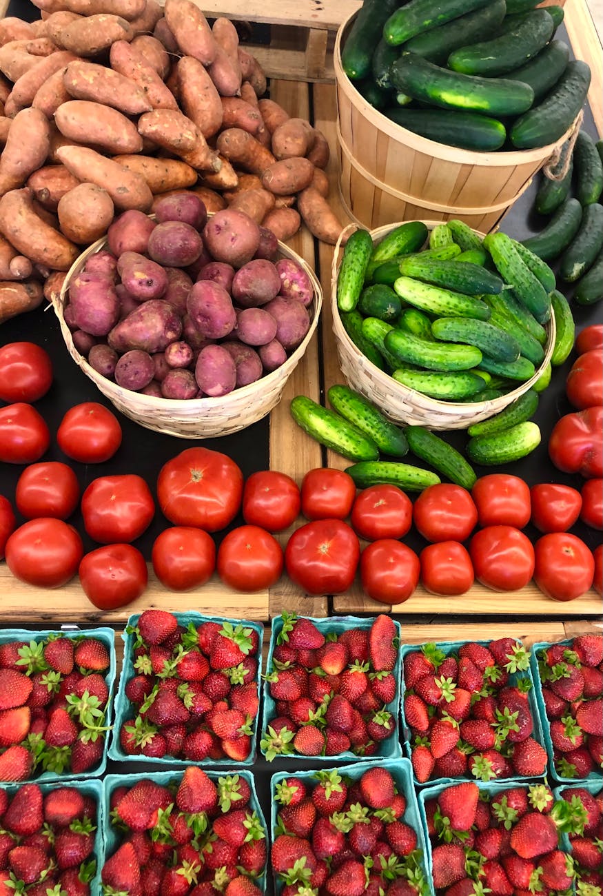 colorful farmers market fresh produce display
