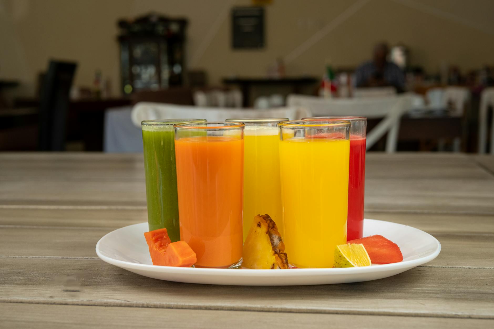 vibrant fruit juices at mexican eatery