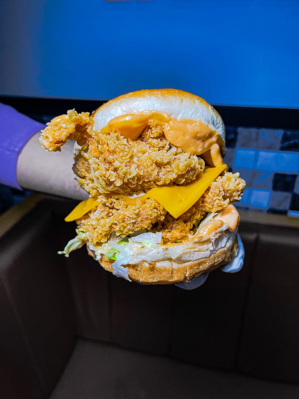 close up shot of burger