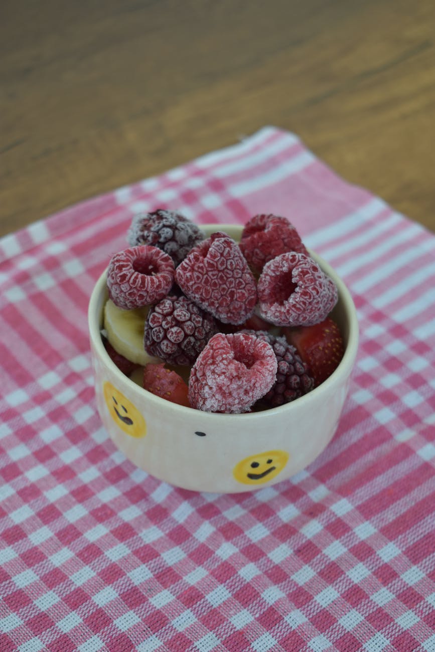 berries in ceramic bowl