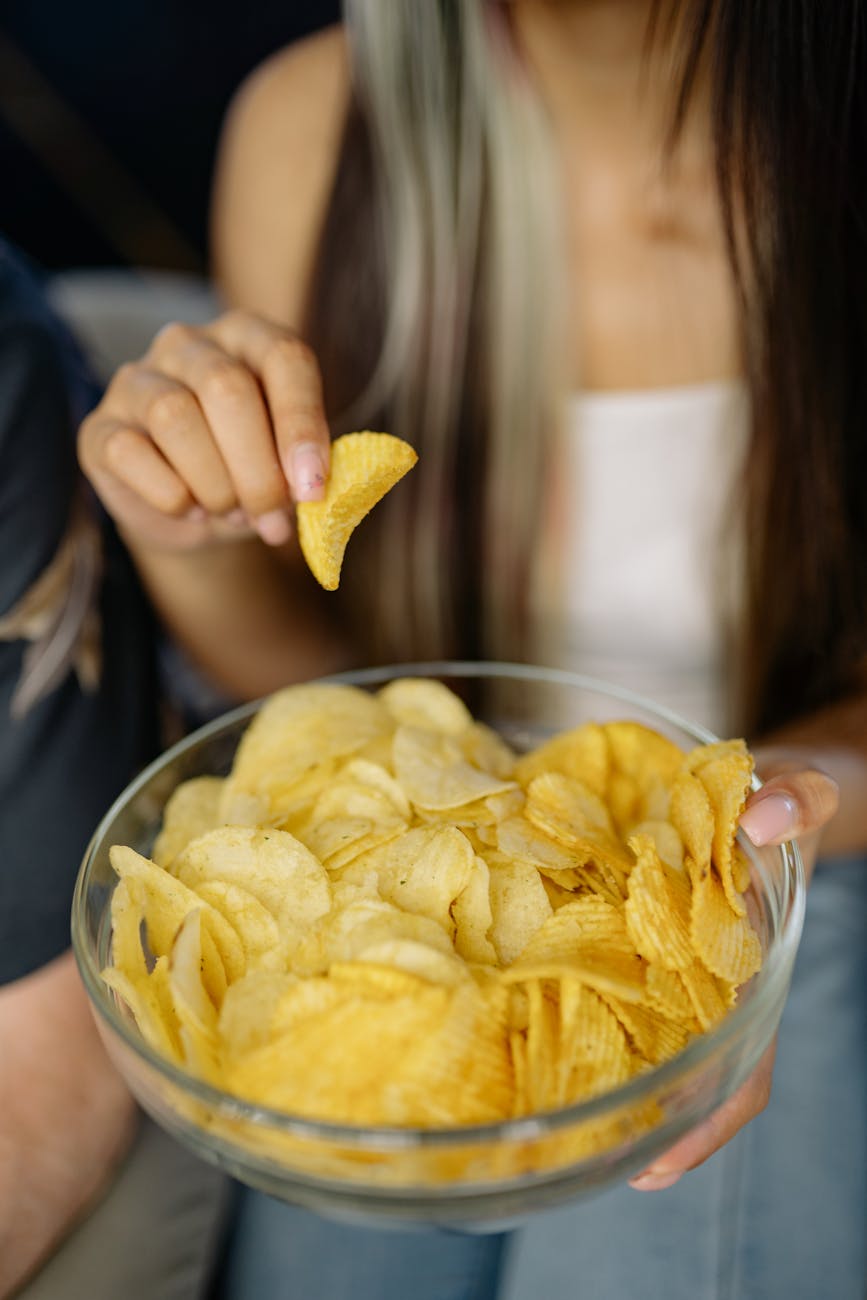 selective focus photo of a glass bowl with chips